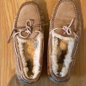 UGG Australia Tan and Pink Moccasins